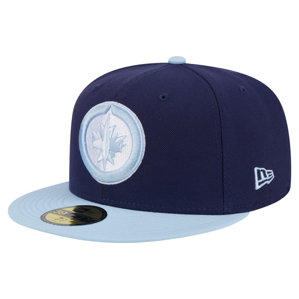 Casquette ajustée bicolore 59FIFTY pour homme des Jets de Winnipeg New Era, bleu marine et bleu clair